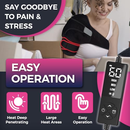CREATRILL Shoulder Heating Pad - Fast Heating Rotator Cuff Wrap for Pain Relief