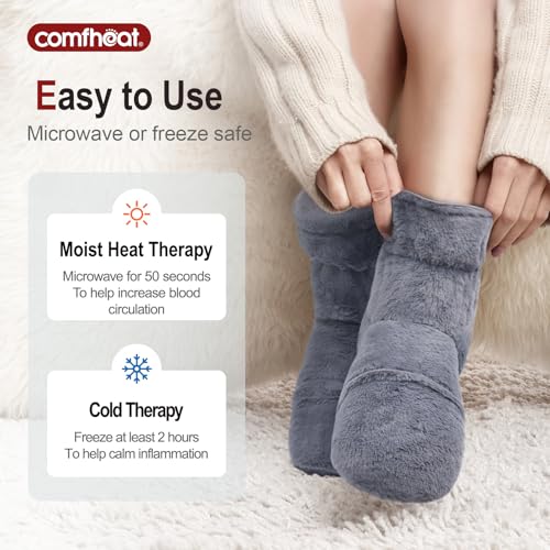 Heated Foot Warmers for Cold Feet and Foot Pain Relief - Washable, Microwavable Therapy for Men and Women